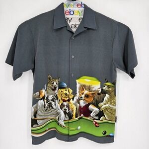 Dragonfly Clothing‎ Shirt Mens XL Dog Series Playing Pool Short Sleeve Y2K